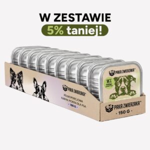 ZESTAW Karma mokra dla psa PAKA ZWIERZAKA Jagnięcina i jabłko z miętą 10x150g (tacka)