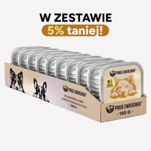 ZESTAW Karma mokra dla psa PAKA ZWIERZAKA Królik i dzik z dynią 10x150g (tacka)