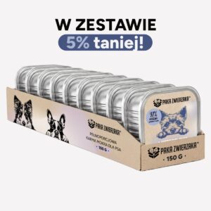 ZESTAW Karma mokra dla psa PAKA ZWIERZAKA Wieprzowina i borówka 10x150g (tacka)