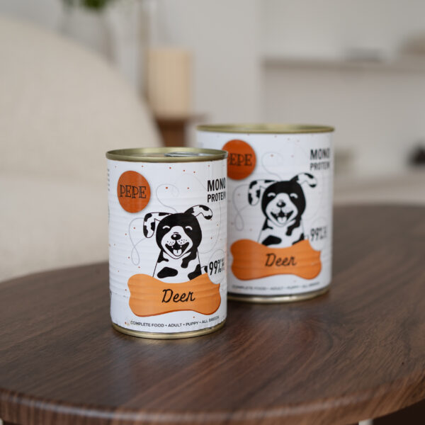 ZESTAW Karma mokra dla psa PEPE deer 99% jeleń 12x400g