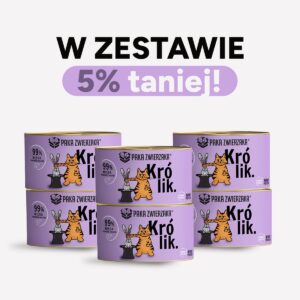 ZESTAW Karma mokra dla kota PAKA ZWIERZAKA królik 200g x 6 szt