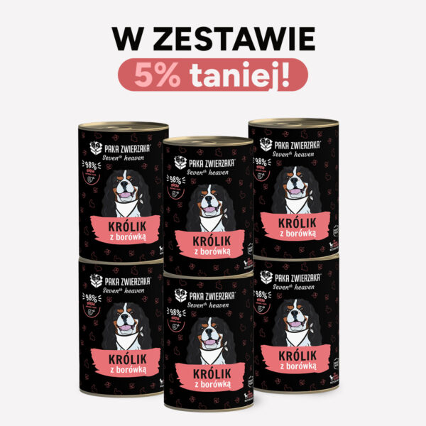 ZESTAW Karma mokra dla psa PAKA ZWIERZAKA Seven’th Heaven królik z borówką 6×400g