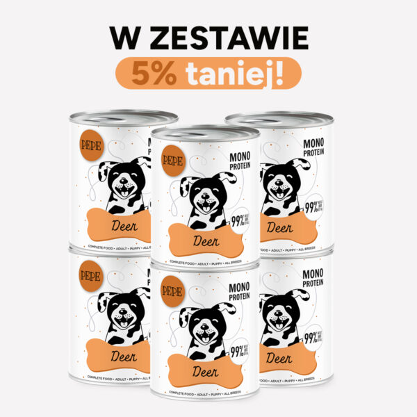 ZESTAW Karma mokra dla psa PEPE deer XL 99% jeleń 6 x 800 g