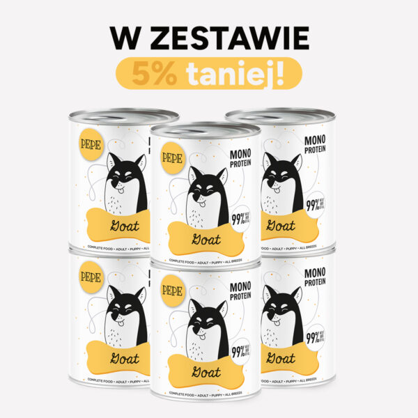 ZESTAW Karma mokra dla psa PEPE goat XL 99% koza 6x800g