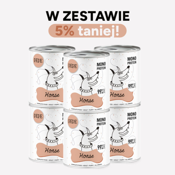 ZESTAW Karma mokra dla psa PEPE horse XL 99% konina 6x800g