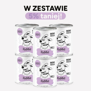 ZESTAW Karma mokra dla psa PEPE rabbit XL 99% królik 6x800g