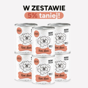 ZESTAW Karma mokra dla psa PEPE roe deer XL 99% sarna 6x800g