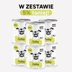ZESTAW Karma mokra dla psa PEPE turkey XL 99% indyk 6x800g