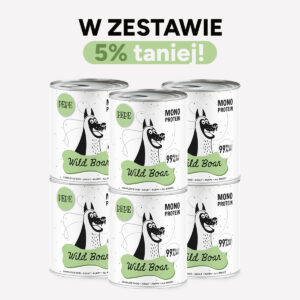 ZESTAW Karma mokra dla psa PEPE wild boar XL 99% dzik 6x800g
