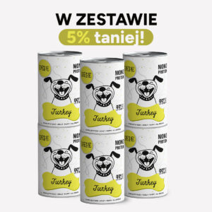 ZESTAW Karma mokra dla psa PEPE turkey 99% indyk 6x400g