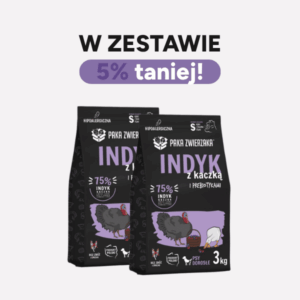 ZESTAW Karma sucha dla psa PAKA ZWIERZAKA indyk z kaczką S 3kgx2