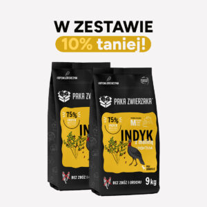 ZESTAW Karma sucha dla psa PAKA ZWIERZAKA indyk z maliną M 9kgx2