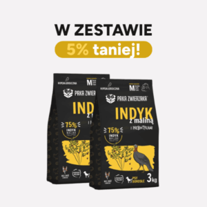 ZESTAW Karma sucha dla psa PAKA ZWIERZAKA indyk z maliną M 3kgx2