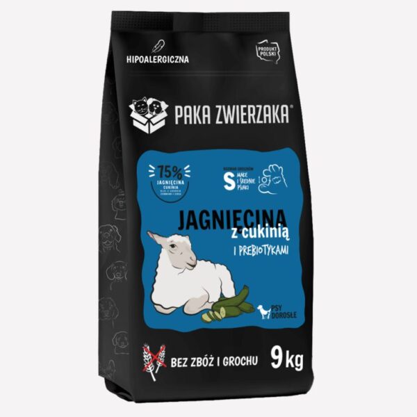ZESTAW Karma sucha dla psa PAKA ZWIERZAKA jagnięcina z cukinią S 9kgx2