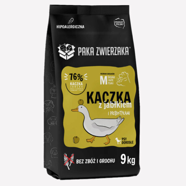 ZESTAW Karma sucha dla psa PAKA ZWIERZAKA kaczka z jabłkiem M 9kgx2