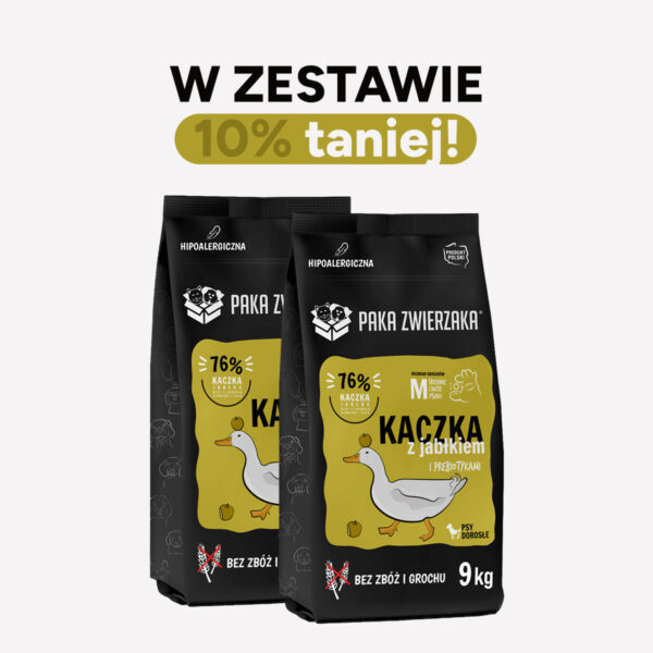 ZESTAW Karma sucha dla psa PAKA ZWIERZAKA kaczka z jabłkiem M 9kgx2