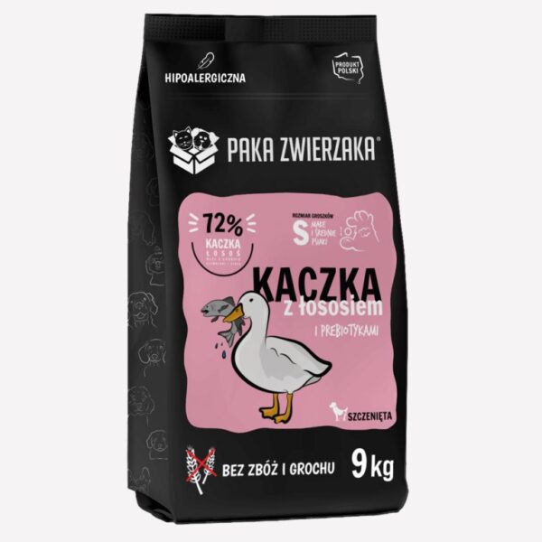 ZESTAW Karma sucha dla psa PAKA ZWIERZAKA kaczka z łososiem PUPPY S 9kgx2