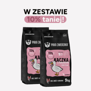 ZESTAW Karma sucha dla psa PAKA ZWIERZAKA kaczka z łososiem PUPPY S 9kgx2