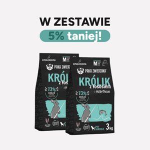 ZESTAW Karma sucha dla psa PAKA ZWIERZAKA królik z łososiem M 3kgx2