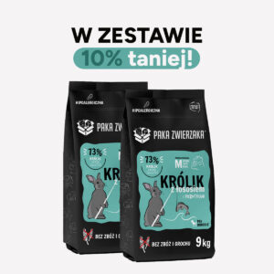 ZESTAW Karma sucha dla psa PAKA ZWIERZAKA królik z łososiem M 9kgx2