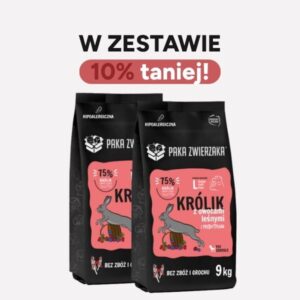 ZESTAW Karma sucha dla psa PAKA ZWIERZAKA królik z owocami leśnymi L 9kgx2