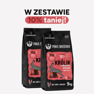 ZESTAW Karma sucha dla psa PAKA ZWIERZAKA królik z owocami leśnymi S 9kgx2