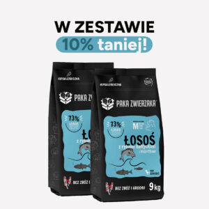 ZESTAW Karma sucha dla psa PAKA ZWIERZAKA łosoś z rybami bałtyckimi M 9kgx2
