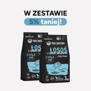 ZESTAW Karma sucha dla psa PAKA ZWIERZAKA łosoś z rybami bałtyckimi M 3kgx2