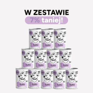 ZESTAW Karma mokra dla psa PEPE rabbit 99% królik 12x400g