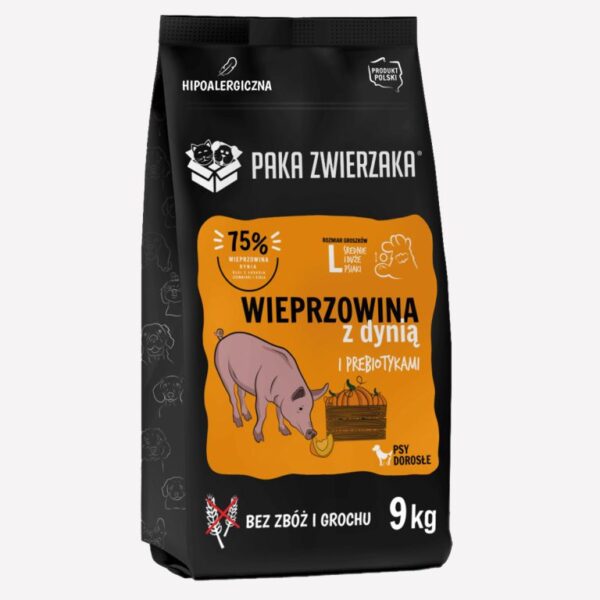 ZESTAW Karma sucha dla psa PAKA ZWIERZAKA wieprzowina z dynią L 9kgx2