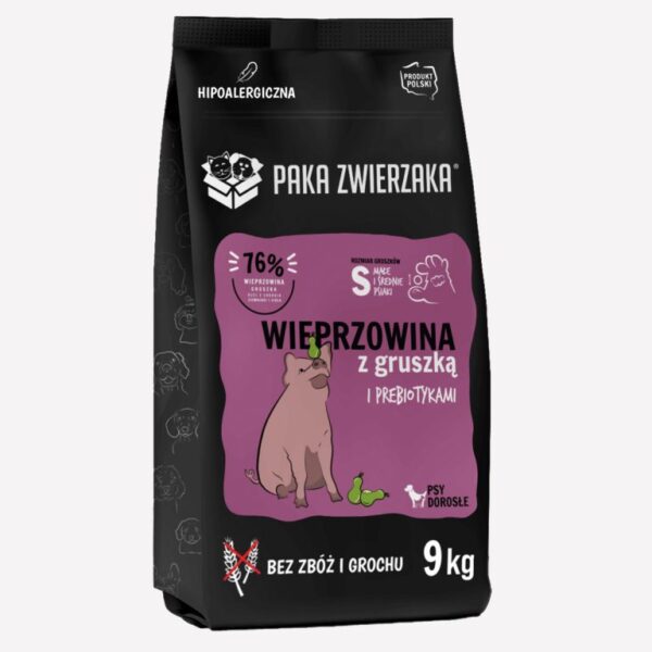 ZESTAW Karma sucha dla psa PAKA ZWIERZAKA wieprzowina z gruszką S 9kgx2