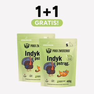 ZESTAW Karma sucha dla kota PAKA ZWIERZAKA indyk z pstrągiem 400 g x 2 szt
