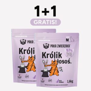 ZESTAW Karma sucha dla kota PAKA ZWIERZAKA królik i łosoś 1,6 kg x 2 szt