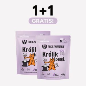 ZESTAW Karma sucha dla kota PAKA ZWIERZAKA królik i łosoś 400 g x 2 szt